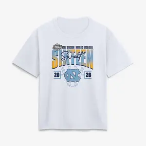 North Carolina Tar Heels Women’s Sweet Sixteen 2026 T-Shirt – March Madness NCAA Women’s Basketball Tournament Graphic Tee, 1-Sided Shirt for Fans, Game Day Outfit