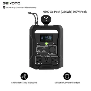 [GEYOTO N300 Go Pack Portable Power Station] 256Wh LiFePO4, 300W Output (500W Peak), 25W Wireless Charging, <10ms UPS Backup, App Control, Fast Recharge for Camping, Travel & Emergency Power