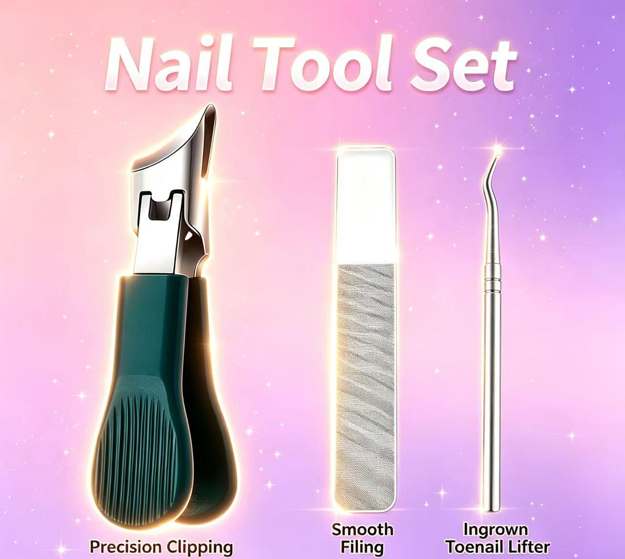 Three-in-One Precision Toe Clippers Set - Strength Design, Eagle Beak-shaped Chamfered Nail Clippers. Multi-functional Large Opening Splash-Proof Home Nail Clippers Set, Suitable for Home Use