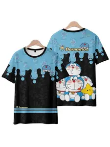 Bandai 2026 Summer New Doraemon Peripheral Clothes Anime Dingdang Cat Quick Drying Breathable Parent Child T-shirt
