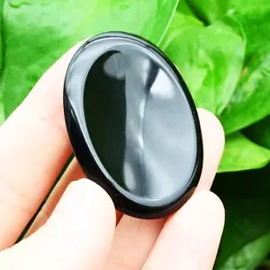 1 Piece Worry Stone Palm Pocket stone,  Black Obsidian Worry Stone, Energy Crystal Healing Mineral Rocks Natural Crystal Specimens Gifts