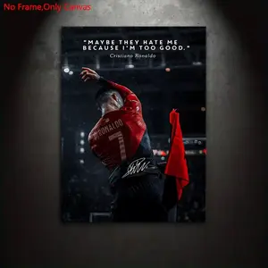 CR7 1 piece/set of frameless canvas painting print poster, Canvas Prints, classic, Artistic illustration art, Ronaldo inspirational quotes, perfect gift for football culture lovers, ideal gift for bedroom, living room, mural, wall decoration, room decor