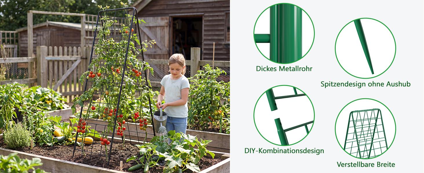 【SummerWins】Lilypelle Heavy Duty Adjustable A-Frame Cucumber Trellis for Climbing Plants,59"x19"Metal mesh Design,Rust-Proof and UV-Resistant,Garden Trellis for Cucumber Beans and Vine Type Plants 【SummerWins】Lilypelle Heavy Duty Adjustable A-Frame Cucumber Trellis for Climbing Plants,59"x19"Metal mesh Design,Rust-Proof and UV-Resistant,Garden Trellis for Cucumber Beans and Vine Type Plants