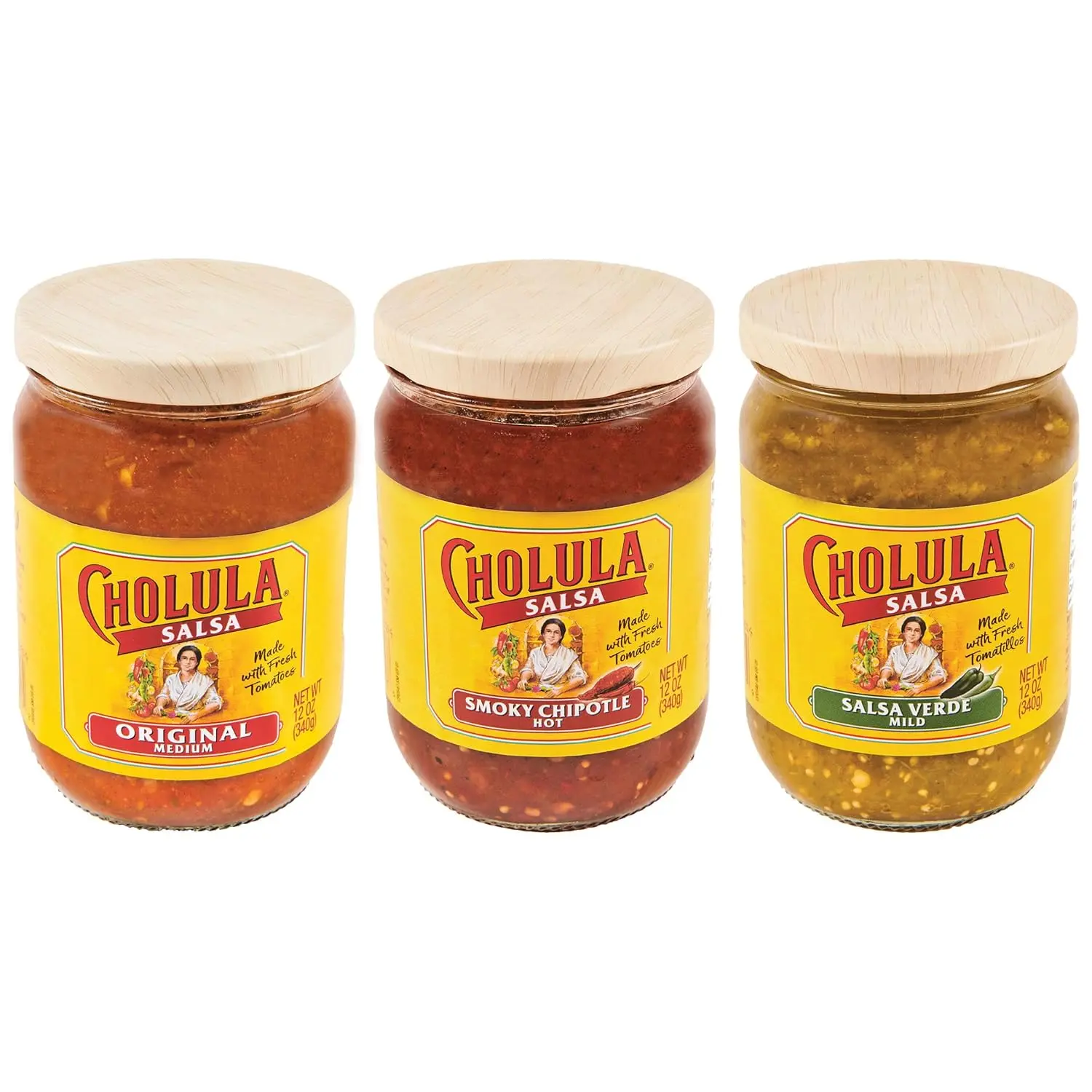 Cholula Salsa Variety Pack 3 Count - Original, Smoky Chipotle & Salsa Verde Mexican Style Hot Salsa Trio, Gluten Free Condiment Set