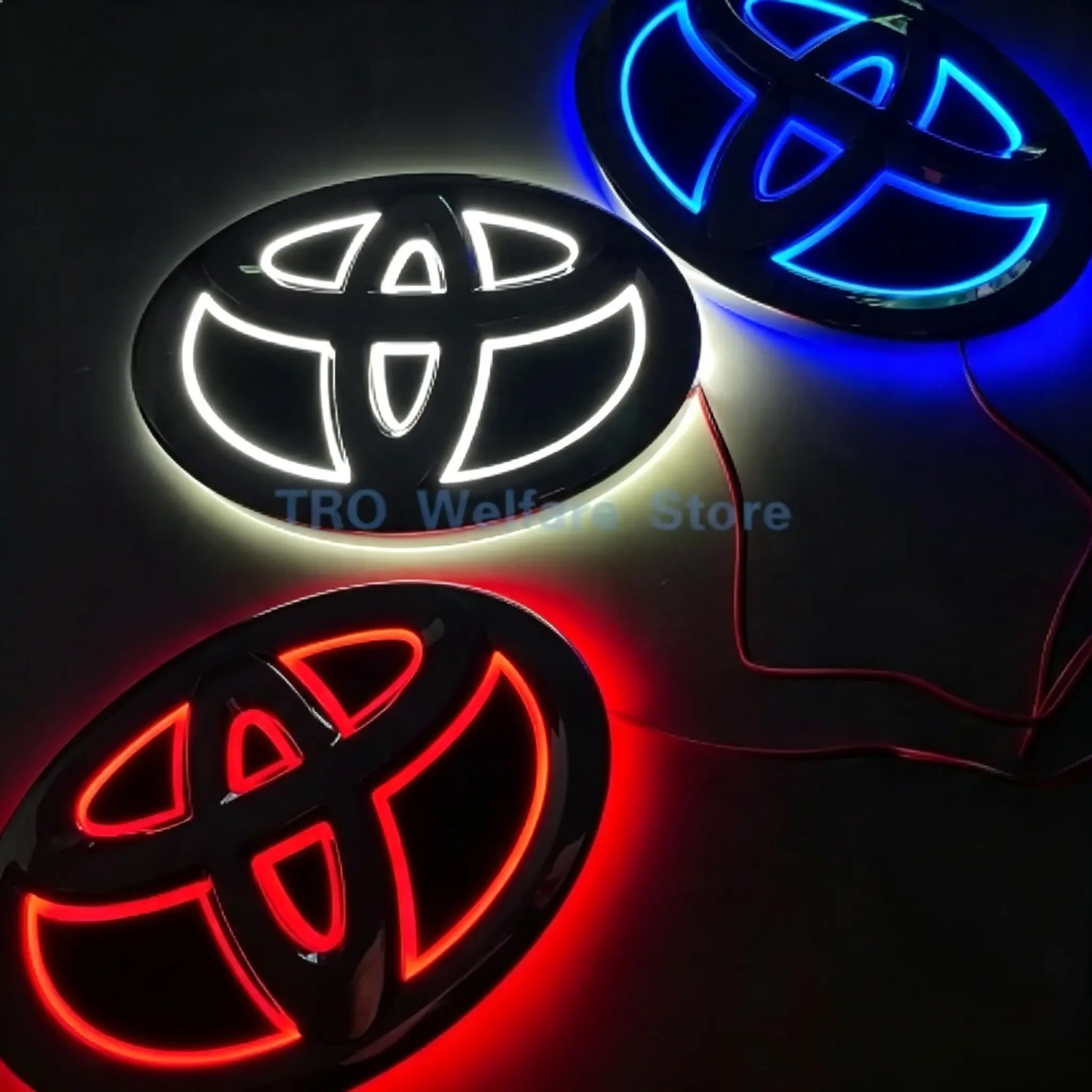 High Brightness 5D Toyota Plug-and-Play Illuminated LED Tail Emblem with Toyota Corolla Camry Prado Highlander Reiz Yaris Vios Land Cruiser Avalon Exterior Decor Parts