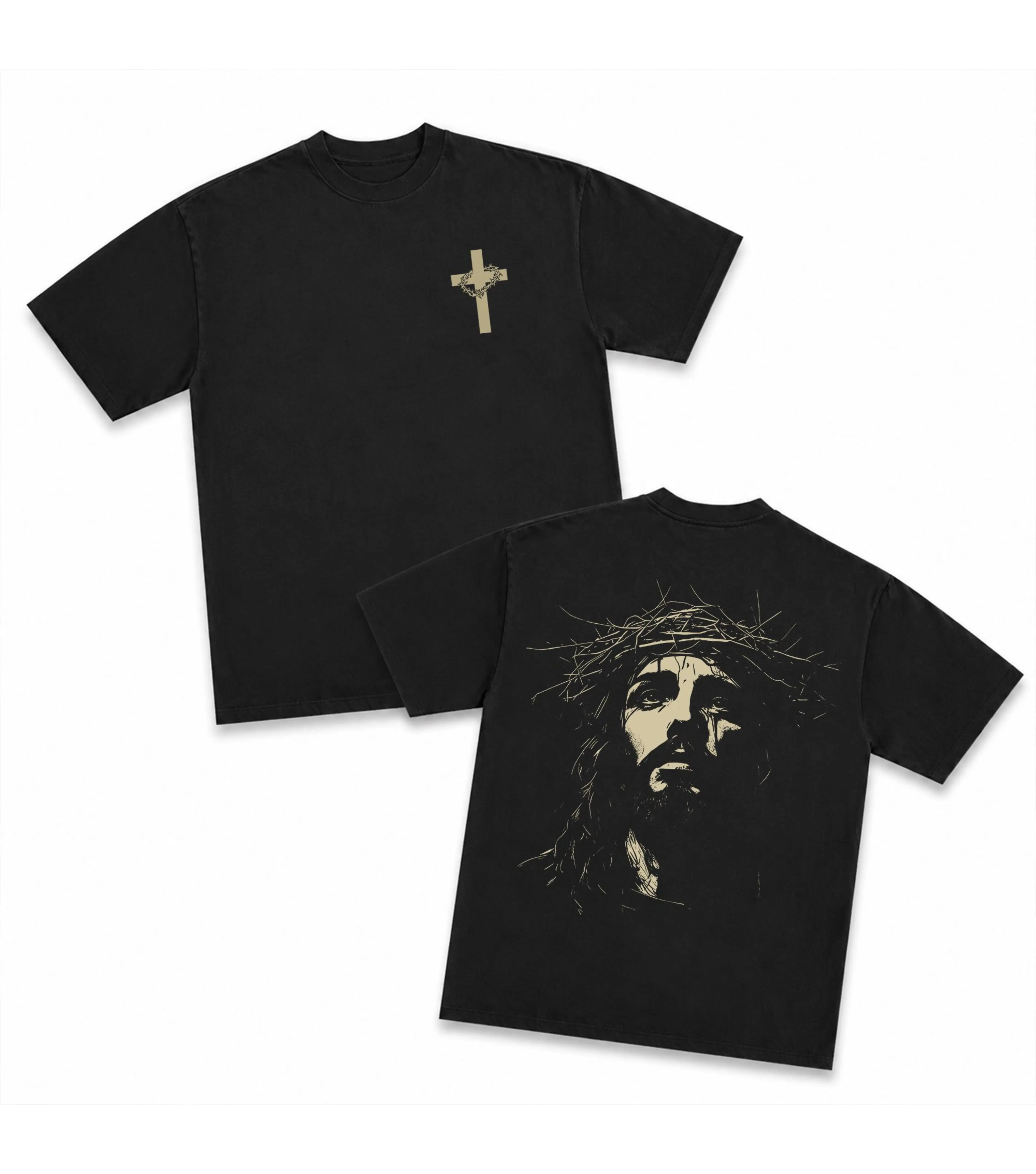 Jesus Christ T-Shirt, Crown of Thorns Graphic Tee, Christian Faith Shirt, Religious Cross T-Shirt, Vintage Gospel Graphic