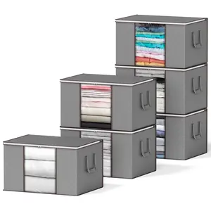 6 Pack 90L Heavy Duty Clothing Storage Bags with Zip Extra Large Closet Bins for Clothes Blankets Comforters and Pillows Organiser Containers