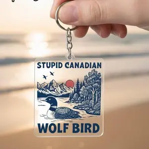 Heated Rivalry Wolf Bird Keychain, Stupid Canadian Wolf Bird Keychain, Ilya And Shane Romance Merch, Hockey Keychain
