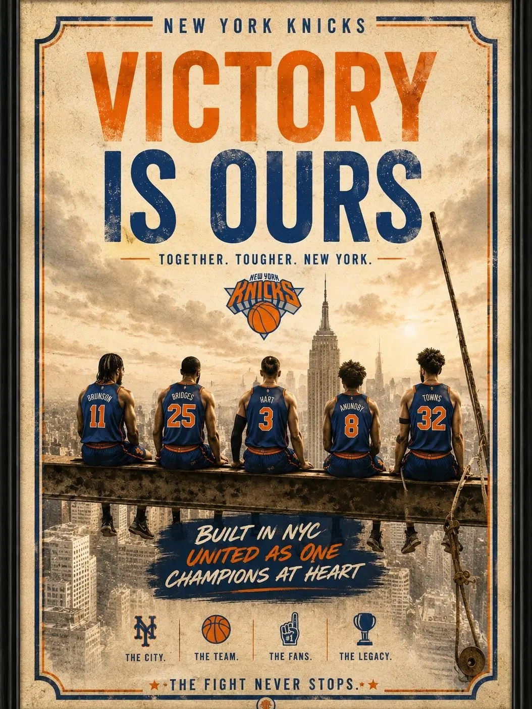 New York Knicks Victory Is Ours Vintage Poster | Basketball Wall Art | NBA Fan Gift | Man Cave Decor homedecor