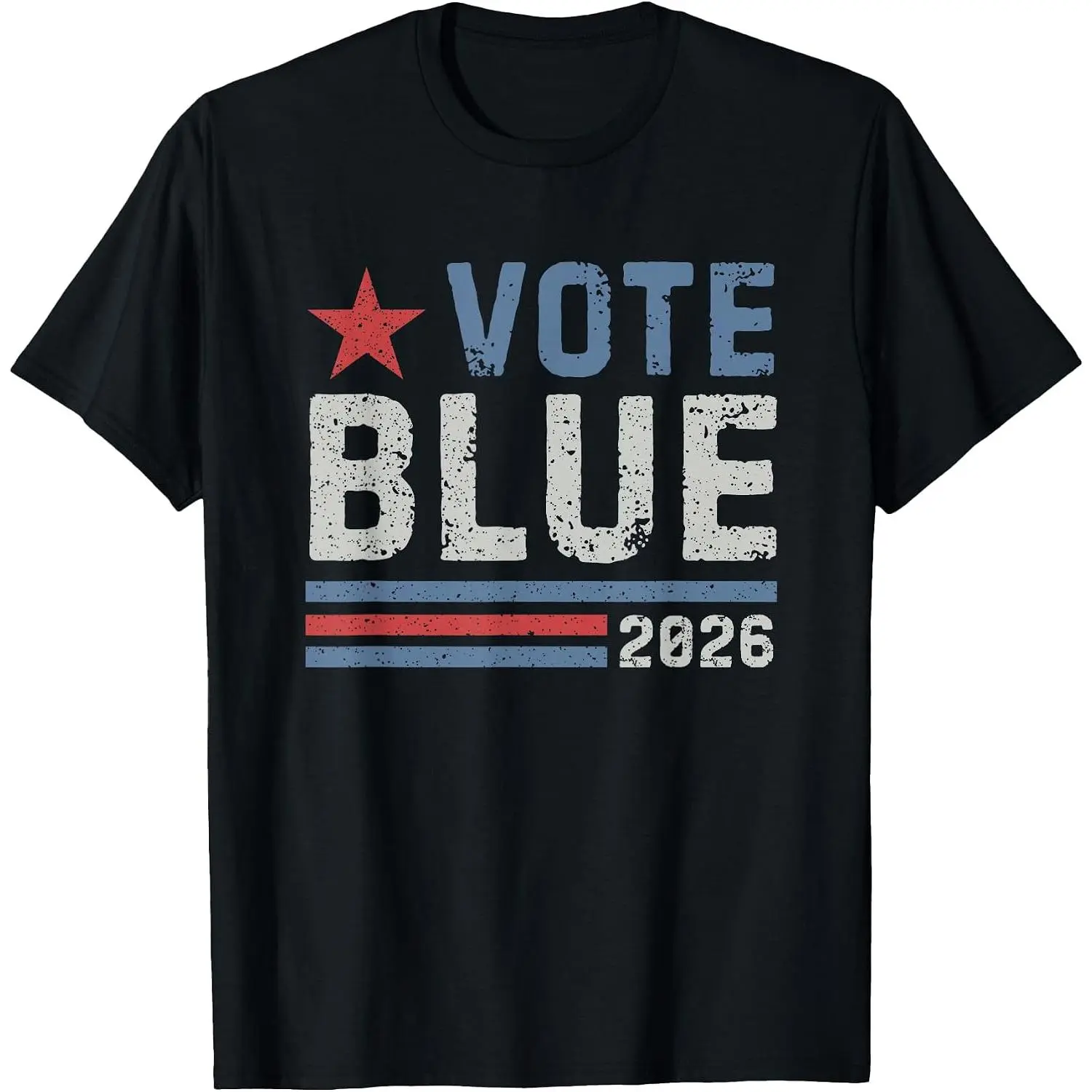 2026 Vote Blue Democrat Blue Wave T-Shirt Womens Cotton Short Sleeve Summer Casual Graphic Crew Neck Tee Black