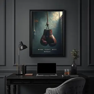 Vintage Boxing Gloves Graphic Photo Poster - Multi-Size Paper Wall Art with Vivid Prints, Vintage Design Artistic Decoration for Men’s Fitness Room Indoor Decoration