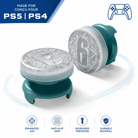 Silicone Controller Grips for PS4-PS5 Game Console Accessories, 2 High-Rise FPS Rubber Transparent Thumb Grip Caps, Fatigue-Reducing Covers for Action Games Thumbstick Analog Sticks with Quick Easy Installation