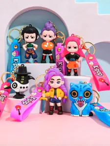 K-Pop Idol Figure Bag Charm with Bracelet, Cute Cartoon Character Pendant Keychain, Silicone Anime Wallet Phone Accessory, Backpack Strap
