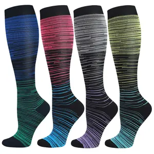 ISUNIE 4 Pairs Compression Socks For Men & Women, 15–20 mmHg Support Socks, Below-Knee Athletic Compression Socks, Breathable Leg Support Socks for Running, Travel, Office, Gym & Long Standing,Mid-Year Limited-Time Deal