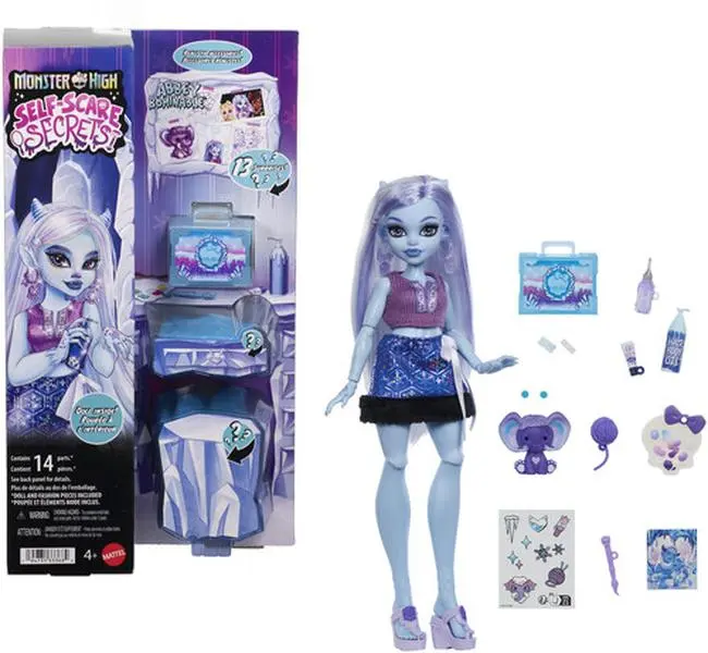 Monster High Self-Scare Secrets Abbey Bominable Fashion Doll with Accessories, 1 Abbey Bominable Doll, TV/Movie Character Collectible Figurine, Mystery Bags, Small Parts, Realistic Accessories, Kids 4 Years And Up