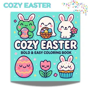 Cozy Easter Coloring Book for Kids & Adults – Bold Easy Spring Designs for Relaxation & Stress Relief, Perfect for Easter Gift