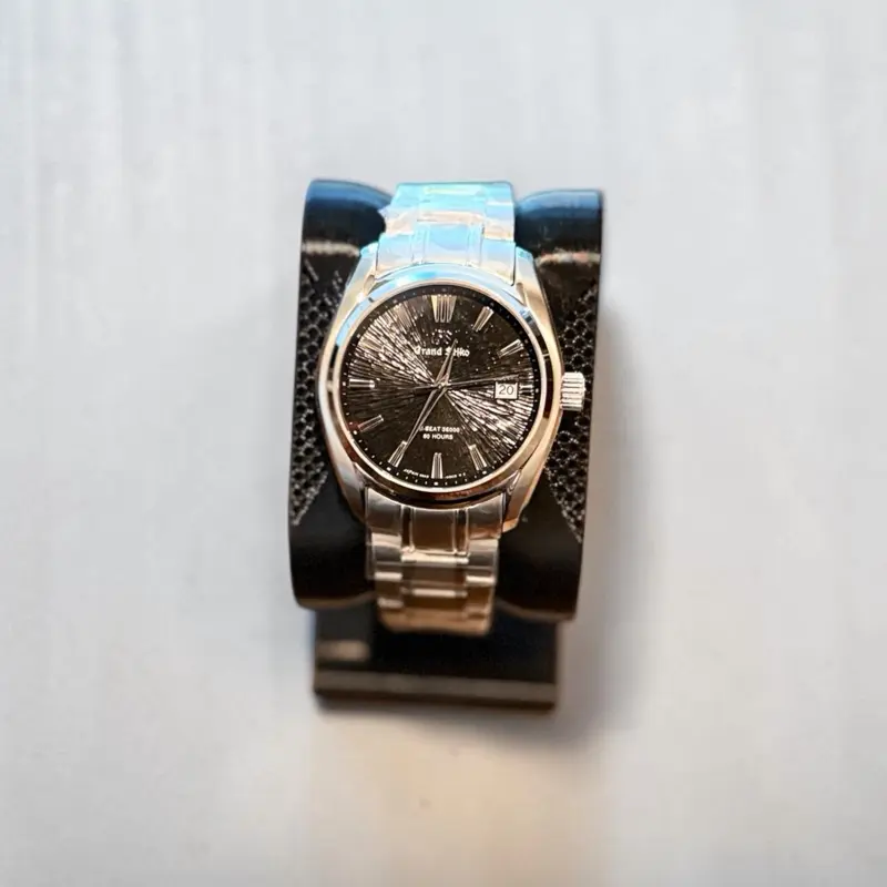 Custom Automatic Watch – Black Textured Dial – Stainless Bracelet