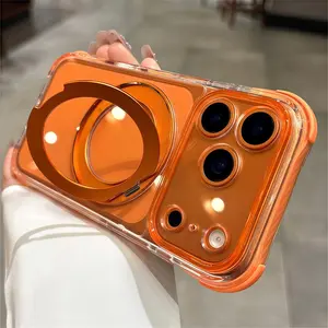 Four corners anti-fall acrylic bracket magnetic phone cases iphone17 Pro Max 16 15 for iPhone case silicone soft shell TPU shockproof