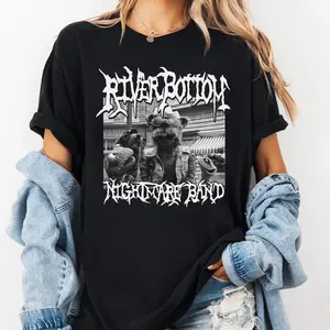 Riverbottom Nightmare Jugband T-Shirt, Emmet Otter Parody Metal Band Tee, Vintage Muppet Graphic Shirt, Grunge Aesthetic