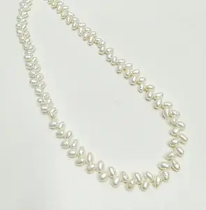 【Live】PEARLISM Wheat Ear Design Freshwater Pearl Necklace | 4-4.5mm White Color S925 Silver Adjustable-AFSN024