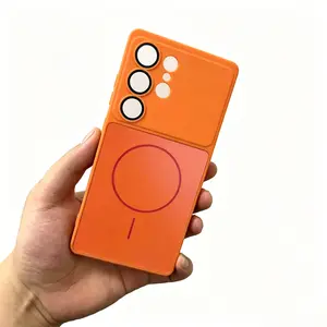 Magnetic Contrast Color Case For Samsung Galaxy S26 Ultra S25 S24 S23 Ultra Plus A56 A55 A36 A35 A26 A17 A16 5G Phone Case (Compatible with Magsafe) Built-in Camera Protector Cover Anti-Shock Protective Cases (Orange), Accessories, Smartphone