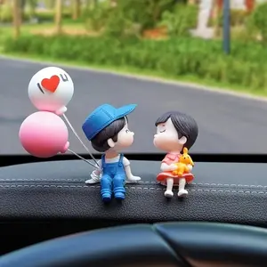 1pc Car Decoration Cute Cartoon Couple Action Character Statue Balloon Decoration Car Ornament Cute Car Accessories