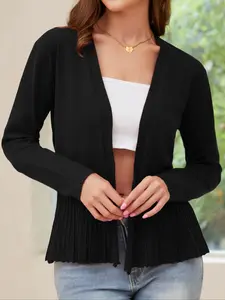 Women's Casual Long Sleeve Cardigan Sweater, Perfect for Daily Wear, Stylish Layering for All Seasons, Fitted Fabric, Moderate Thickness, Knitwear, Womenswear, Basic