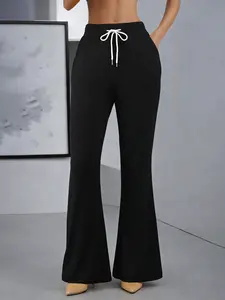 Women's elegant drawstring flared trousers, stylish and professional design, perfectly suited for workplace attire, trendy women's trousers.