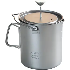 Titanium French Press Pot 1000mL/35 fl ozCoffee Maker Camping with Lid and Filter Titanium French Press Cup Backpacking for Outdoor Hiking Camp (1000ml)