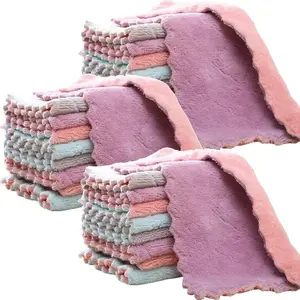 24 Pack Kitchen Cloth, Microfiber Dish Towels Washcloths, Super Absorbent Coral Velvet Dishtowels, Premium Cleaning Cloths,Non-Stick Oil Quick Dry Dish Towels, Soft Tea Towel, Table Cleaning Cloths.