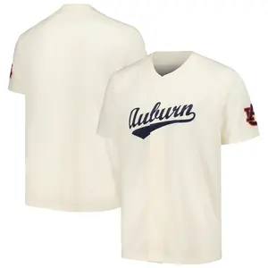 Men's Cream Auburn Jersey, Crewneck Short Sleeves For Fan