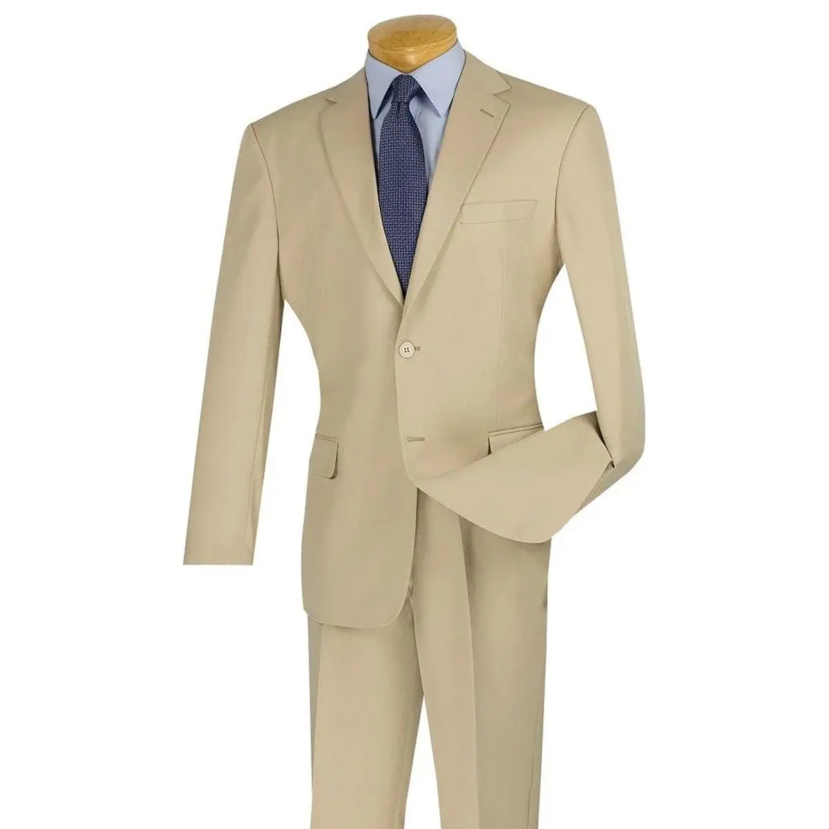 Mens Modern Fit Two Button Poplin Suit in Tan