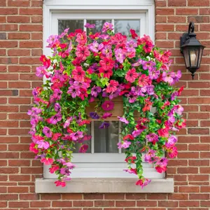 4 Pack Artificial Hanging Dendrobium Orchid Flowers Fake Plants Vivid Long Lasting Color Indoor Outdoor Decor