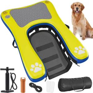 Inflatable Dog Pool Float Dock Platform for Small Dogs Up to 60 lbs, Dog Pool Ramp Ladder with Non Slip Steps | Dog Floats Water Ramp for Boat, Inground Pool, Lake | Heavy Duty Floating Ramp Plank