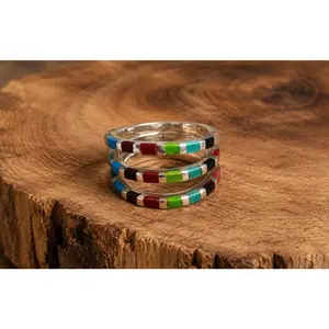 Multistone 3 Row Sterling Silver Ring