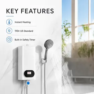 3500W 110V Instant Water Heater with LCD Display & Shower Kit, Single-Point Use for Home & RV