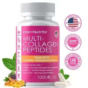 InterNutrita Multi Collagen Peptides with CurQlife Turmeric,boosts absorption,repairs skin,antioxidants,suitable for women,easy to take,Made in USA.