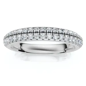 1/4Ct Micro Pave Diamond Wedding Ring 1/2 Eternity Band 14k Gold Lab Grown