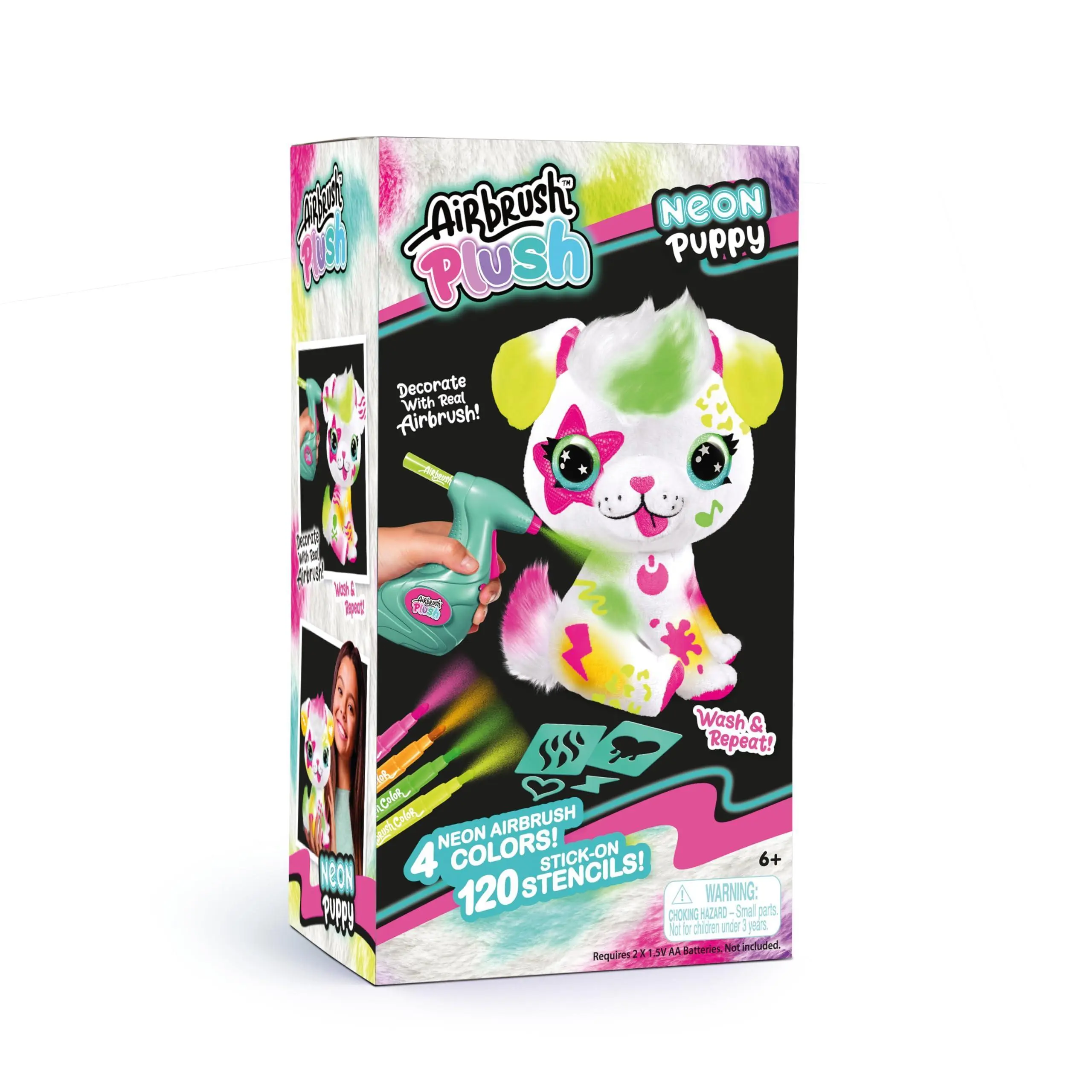 Airbrush Plush Neon Puppy – DIY Stuffed Animal Decorating Kit