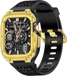 【Birthday Gifts】[Only band without watch] Stainless Steel Case and Band Compatible for Apple Watch Series 9/8/7(45mm) Series 6/5/4/SE 44mm fancy  wrist watch band apple watch ultra series banda  dereloj magnetic watch band band apple wach