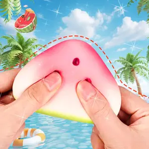 Watermelon Squishy Toy - Super Soft Slow Rising Fidget Toy, Cute Food Shaped Stress Relief Squeeze Toy for Kids & Adults BeyBattle Set with Launchers Starter