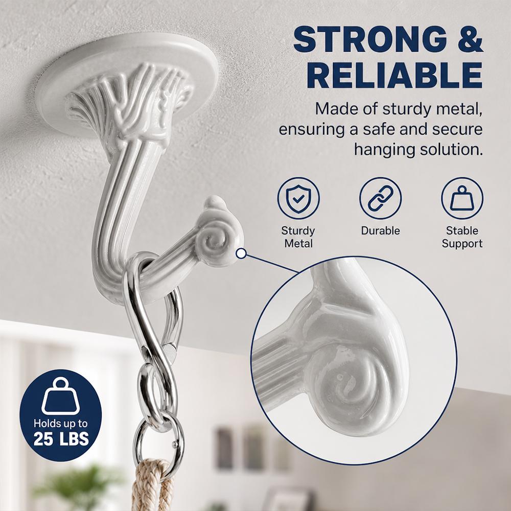 10 Sets Heavy Duty Ceiling Swag Hook Kit with Complete Hardware, Wall & Cavity Mount Metal Hanging Hooks, Perfect for Hanging Plants, Lights and Chains, Easy Install Indoor Ceiling Fixing Accessories sohochic