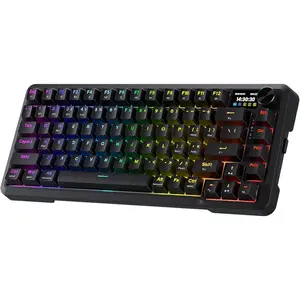 Redragon K724 PRO Wireless Gasket Gaming Keyboard w/Hype Screen & Knob, 81-Key Mechanical Keyboard, Easy-Control 1.14’’ TFT Info Display, 5-Layer Noise Dampening, Custom Linear Switch