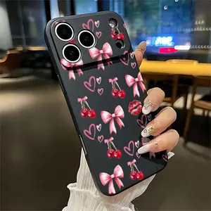 Cherry Bow Soft&Flexible TPU Silicone Phone Case For iPhone 17 Pro Max AIR 16 15 14 13mini 12 11 Plus XR XSMAX Cases For Samsung Galaxy S26 Ultra S25 Edge S24 S23 S22 Plus  Durable|Shockproof|Full Camera Protection