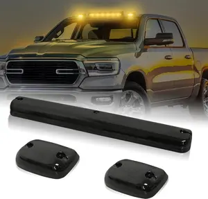 3Pcs LED Cab Marker Lights, Smoked Lens Amber Cab Roof Clearance Lights Compatible for Silverado/Sierra 1500 2500 2500HD 3500 3500HD 2014 2500HD 3500HD 2007-2013 (Smoked Amber)