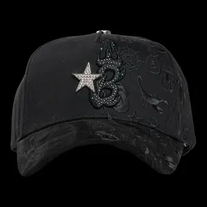 EL BARBAS HATS B-STAR GRAFFITI BLACK SNAPBACK HAT with Bold Graffiti Design Durable Material Adjustable Fit for Casual Wear NO BOX