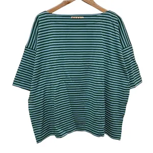 Pre-owned MARNI Cotton Small Leather Goods Striped Boat Neck Top