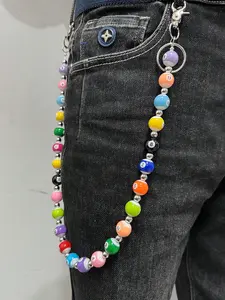 1pc Street Hip-Hop Pant Chain For Men And Women,Billiard, Black 8 Punk Pants Chain,Unisex Punk Waist Chain, Monochrome Casual Wear Chain, Street Party Accessory