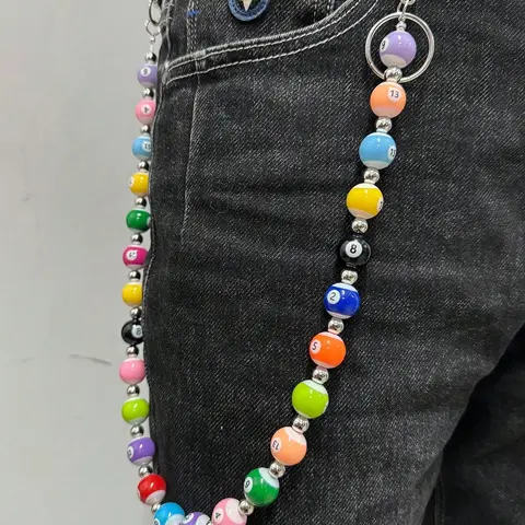 1pc Street Hip-Hop Pant Chain For Men And Women,Billiard, Black 8 Punk Pants Chain,Unisex Punk Waist Chain, Monochrome Casual Wear Chain, Bop Chain, Street Party Accessory, African Waist Jewelry, Body Chain Accessory