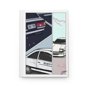 Drift Skyline Illustration Journal | Retro Japanese Car Cherry Blossoms